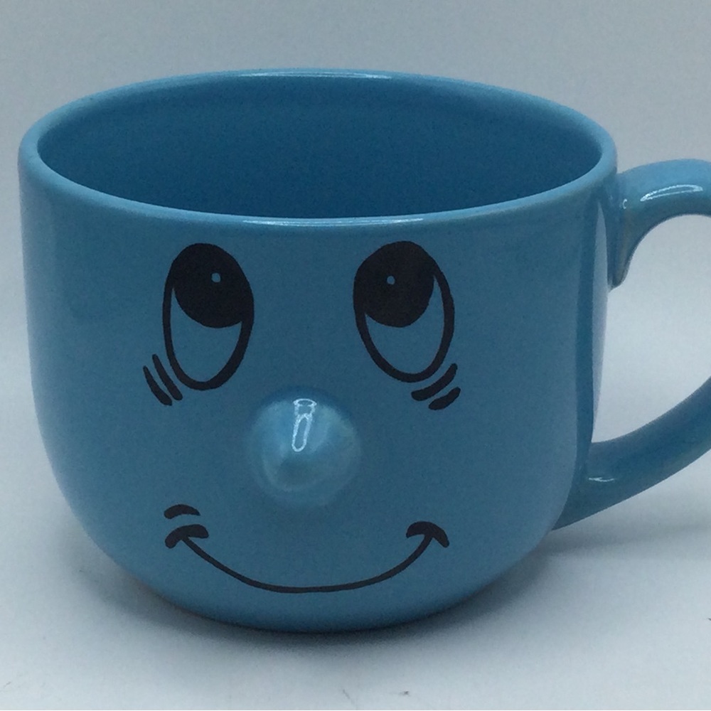 Livingware Collection 3D Nose Smile Funny Face Ceramic Coffee Cup Mug Blue